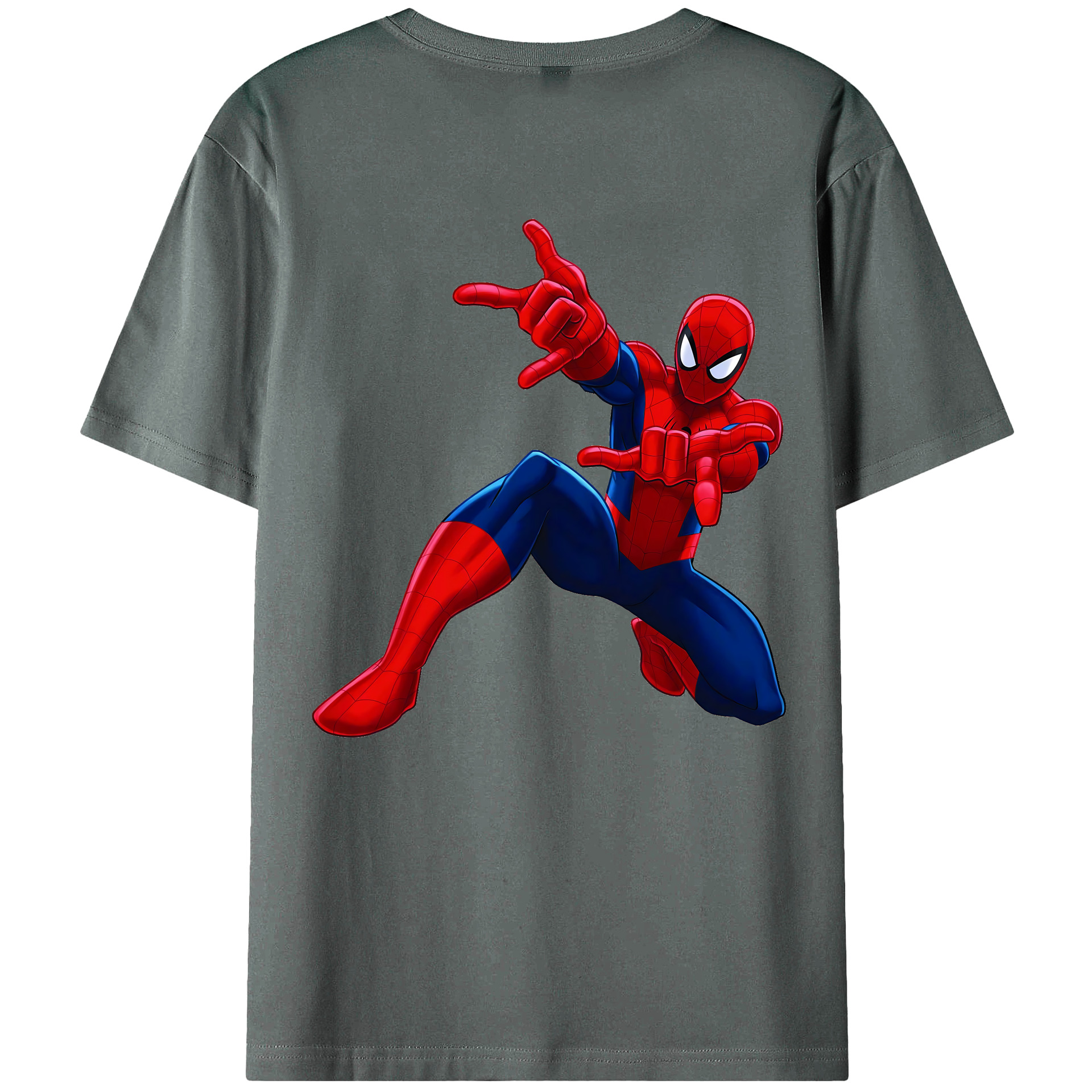 （画像用） Spider Man スパイダーマン 綿100％ メンズ半袖Tシャツ（バックプリント） 通気性